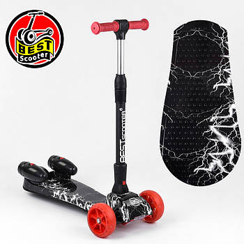 Дитячий самокат з турбіною, димом, музикою та підсвічуванням Best Scooter MAXI 80542 Чорно-червоний