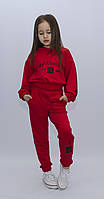 Детский спортивный костюм "Клэр" для девочки 6-12 лет (трикотаж двунитка) р.122-152 в красном цвете