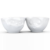 Набор из двух фарфоровых пиал Tassen Поцелуй & Хитрая улыбка (200 мл) посуда с эмоциями Тассен