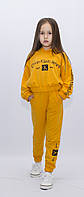 Модний жовтий спортивний костюм "Клер" для дівчинки 6-12 років (трикотаж двунитка) р.122-152