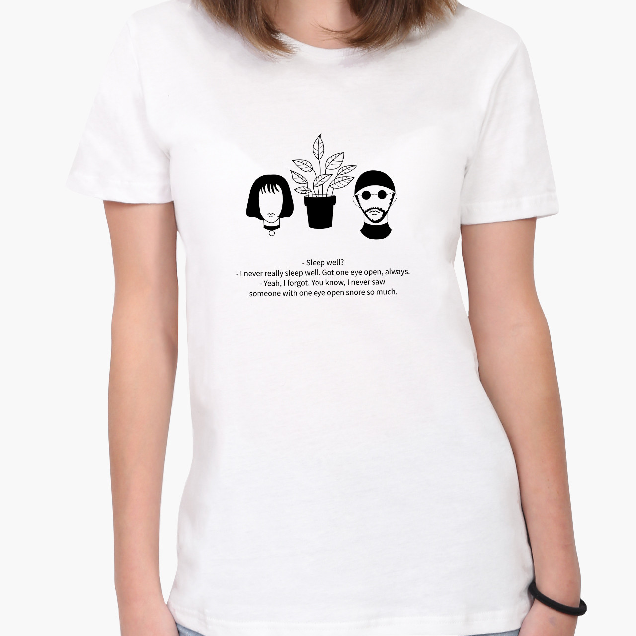 Футболка жіноча з принтом Леон кілер (Leon), футболка для жінок про Фільми/Серіали S, Білий, фото 1