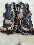 Жилетка шкіряна з хутром Жилетка кожаная с мехом., фото 2