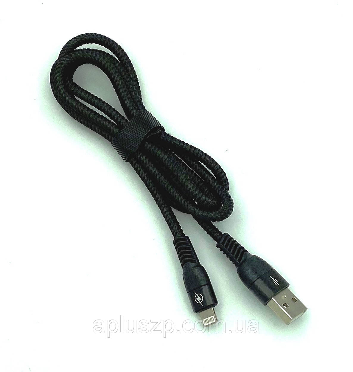 USB кабель / Дата кабель I-018 плетенный круглый Lightning 1.0m Черный (тех. упаковка) - фото 1 - id-p1356238934