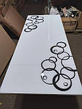Розкладний стіл обідній кухонний комплект стіл і стільці 3D малюнок 3д "Чорні кола" ДСП скло 60*90 Mobilgen, фото 6