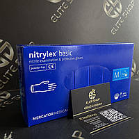 Перчатки нитриловые неопудренные Mercator Medical NITRYLEX BASIC BLUE S M L 100 шт