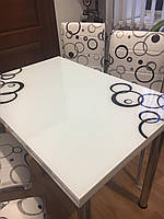 Раскладной стол обеденный кухонный комплект стол и стулья 3D рисунок 3д "Круги черные" стекло 60*90 Mobilgen