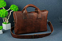 Кожаная мужская сумка Стивен, натуральная кожа итальянский Краст цвет коричневий, оттенок Вишня
