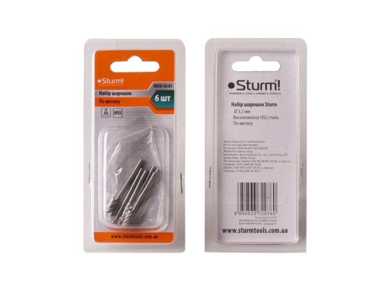 Шарошки сталеві 6 шт., Sturm (9030-10-01)