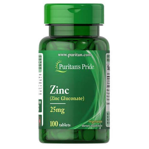 Цинк, Puritan's Pride Zinc 25 mg 100 таб