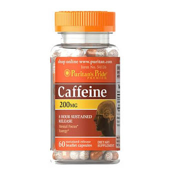 Кофеїн, Puritan's Pride Caffeine 200 mg 60 капсул