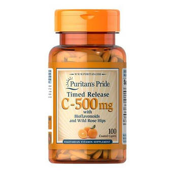 Витамин С, Puritan's Pride Vitamin C 500 mg with Rose Hips Time Release 100 таб
