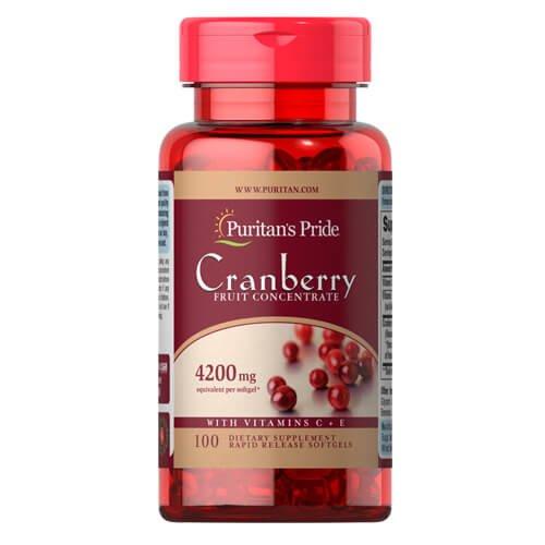 Puritan's Pride Cranberry Fruit Concentrate with C + E 4200 mg 100 капсул, фото 1