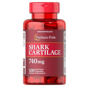 Комплекс для суглобів і зв'язок, хрящ акули, Puritan's Pride Shark Cartilage 740 mg 100 капсул