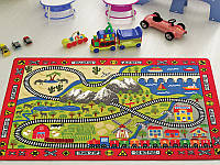 Коврик в детскую комнату Confetti Railway red размер 100х150 см