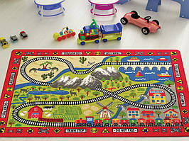 Килимок в дитячу кімнату Confetti Railway red  розмір 100х150 см