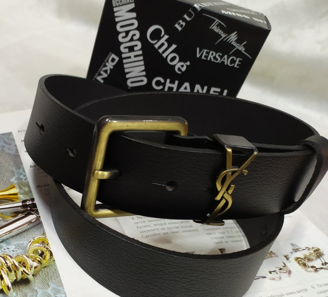 Ремінь брендовий шкіряний жіночий YSL, ширина 40 мм. 930466, фото 1