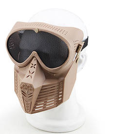 Маска-сітка V2 перфорація Tan (для Airsoft, Страйкбол)