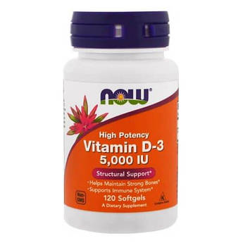 Вітамін Д, NOW Foods Vitamin D3 5000 IU 120 м'яких капсул