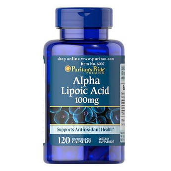 Альфа-ліпоєва кислота, Puritan's Pride Alpha Lipoic Acid 100 mg 120 капсул