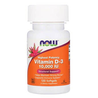 Вітамін D3, NOW Foods Vitamin D3 10 000 IU 120 м'яких капсул
