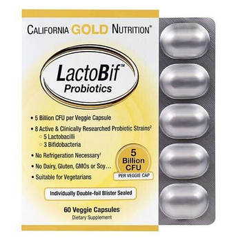 Пробиотик, California Gold Nutrition LactoBif Probiotics 5 Billion CFU 60 капсул