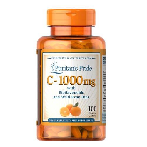 Puritan's Pride Vitamin C-1000 mg with Bioflavonoids & Rose Hips 100 табл, фото 1