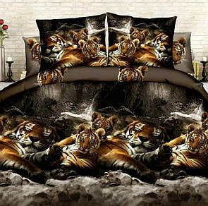 3D Постільна білизна двоспальне "Софія" з тиграми