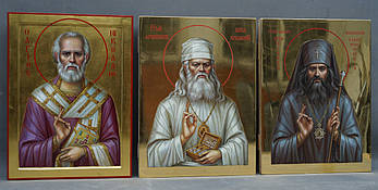 Писані ікони на замовлення: Святий Миколай Чудотворець, святитель Лука Кримський, святитель Іоанн Шанхайський.