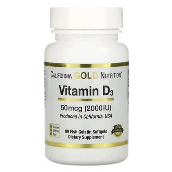 Витамин D3, California Gold Nutrition Vitamin D3 2000 IU 90 капс
