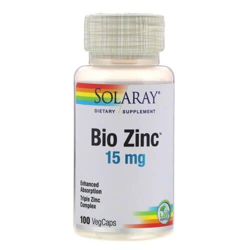 Цинк, Solaray Bio Zinc 100 капсул
