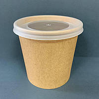 Супник бумажный крафт 480 мл упаковка контейнер одноразовый для супа с крышкой в упаковке 25 штук