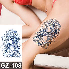 Juice (Пігментаційні). Флеш Тату. 18*11 См. Тимчасова, Перевідна. Дівчата, Японський Стиль, Gz-108 (S)