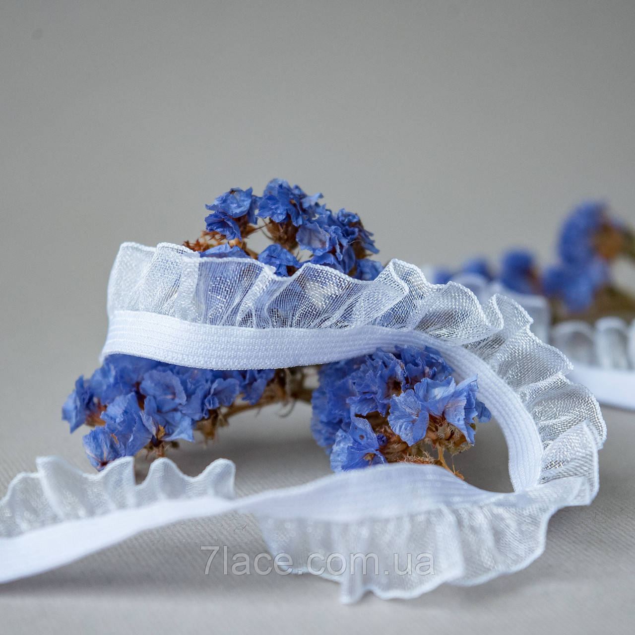 Гумка-рюш одностороння / колір білий / ширина 1,5 см / моток 25 м / замовлення від 1 м, фото 1