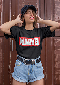 Футболка жіноча чорна з принтом "Marvel" XL