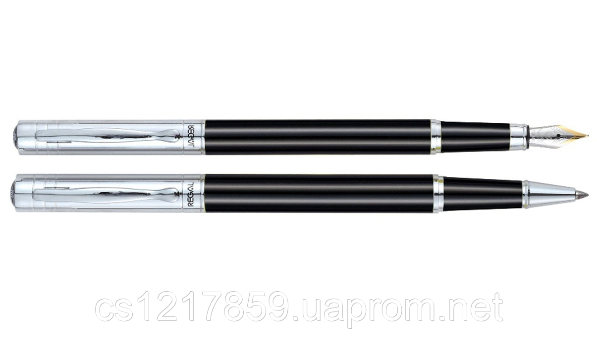 Набір ручок (перо+ролер) чорний металік в подарунковому футлярі Regal
