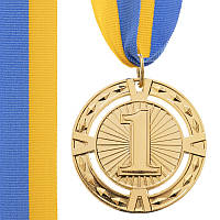Медаль спортивная с лентой (1 шт) d=65 мм C-6401 OF, 1 место (золото)
