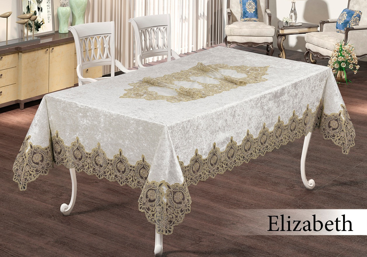 Велюрова скатертину з мереживом Maison 160×300 Elizabeth