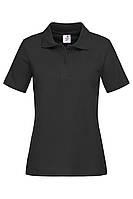 Женская футболка поло хлопок черная 3100-36