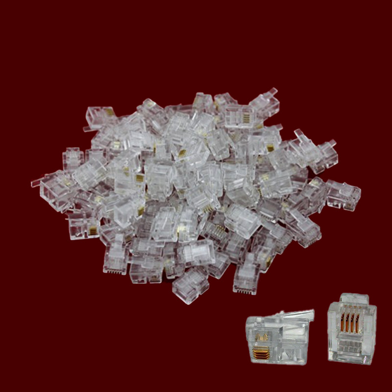 Конектор 100шт RJ11 RJ12 RJ14 6P4C телефонний, фото 1