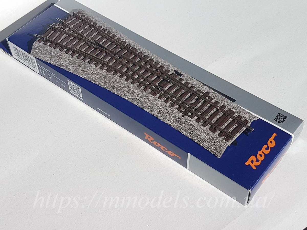 Рельсовий матеріал стрілка ліва Wl 15 на призмі, масштабу 1:87.Roco Line 42532