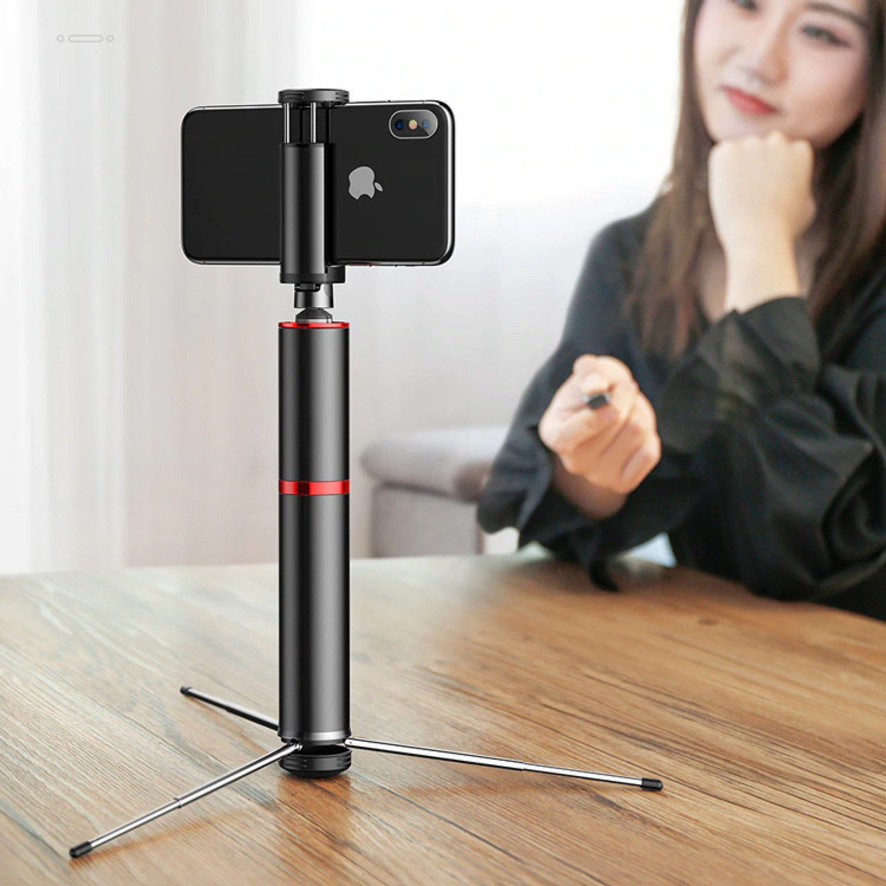 Монопод Baseus Fully Folding Selfie Stick Черный / Красный (SUDYZP-D19) - фото 4 - id-p1356473212