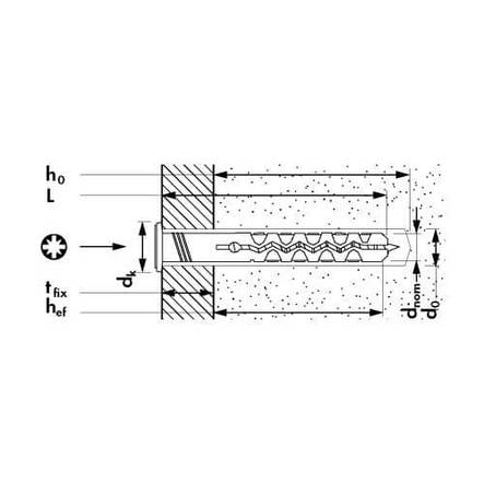 Дюбель-цвяш MNA-Z з циліндричним бортиком 6x40/10 Mungo 1122604Z, фото 2