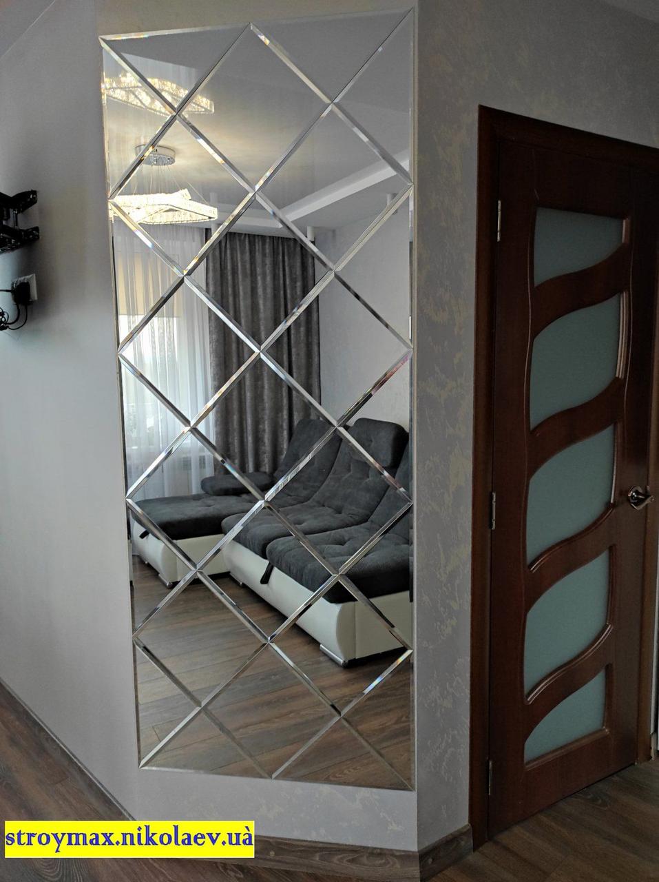 Зеркало в прихожую (панно) 800*2000 мм серебро фацет 10 мм (ID ...