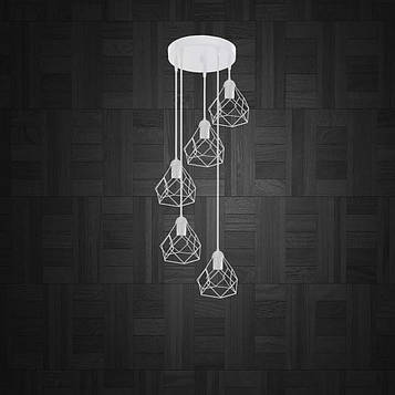 Підвісна люстра на 5 ламп RUBY-5G E27 на круглій основі, білий