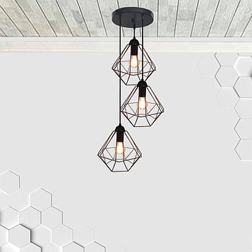 Підвісна люстра на 3-лампи CLASSIC-3G E27 на круглій основі, чорний