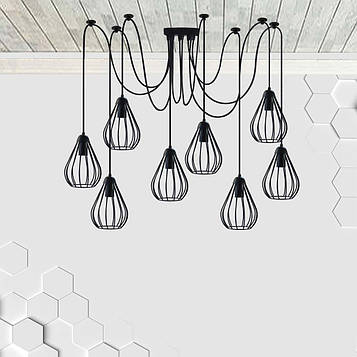 Підвісна люстра павук на 8-ламп FANTASY-8 E27 чорний 1,5 м.