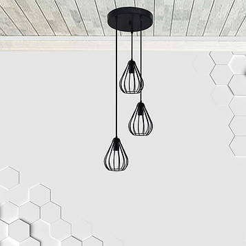 Підвісна люстра на 3-лампи FANTASY-3G E27 на круглій основі, чорний