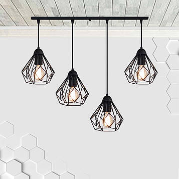 Підвісна люстра на 4-лампи SKRAB-4 E27 чорний