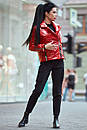 Демісезонна жіноча куртка косуха червона 42 44 46 48 розміри 1630, фото 5