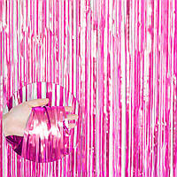 Фольгированная штора для фотофон 1х2 м, блестящий дождик, украшение праздничное Малиновый-сатин